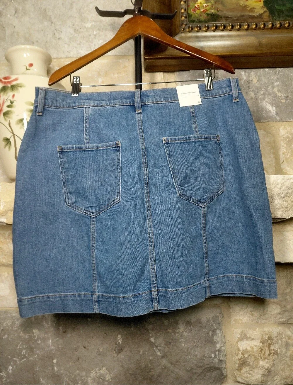 Banana Republic Plus Sz 18 Medium Wash Blue Denim Skirt NWT